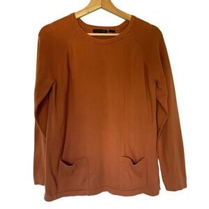 Jeanne Pierre rust orange crewneck sweater women's size medium cotton knit